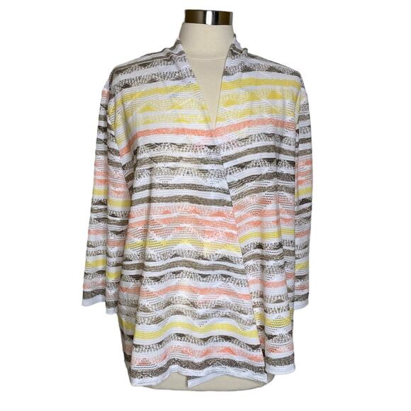 Chico’s Easywear Bordered Tribal Chevron Open Front Cardigan Women’s Size XL - Picture 1 of 10